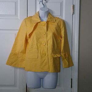 Rafaella Jackie O Style Vibrant Yellow Button Closure Jacket Women’s Size Medium